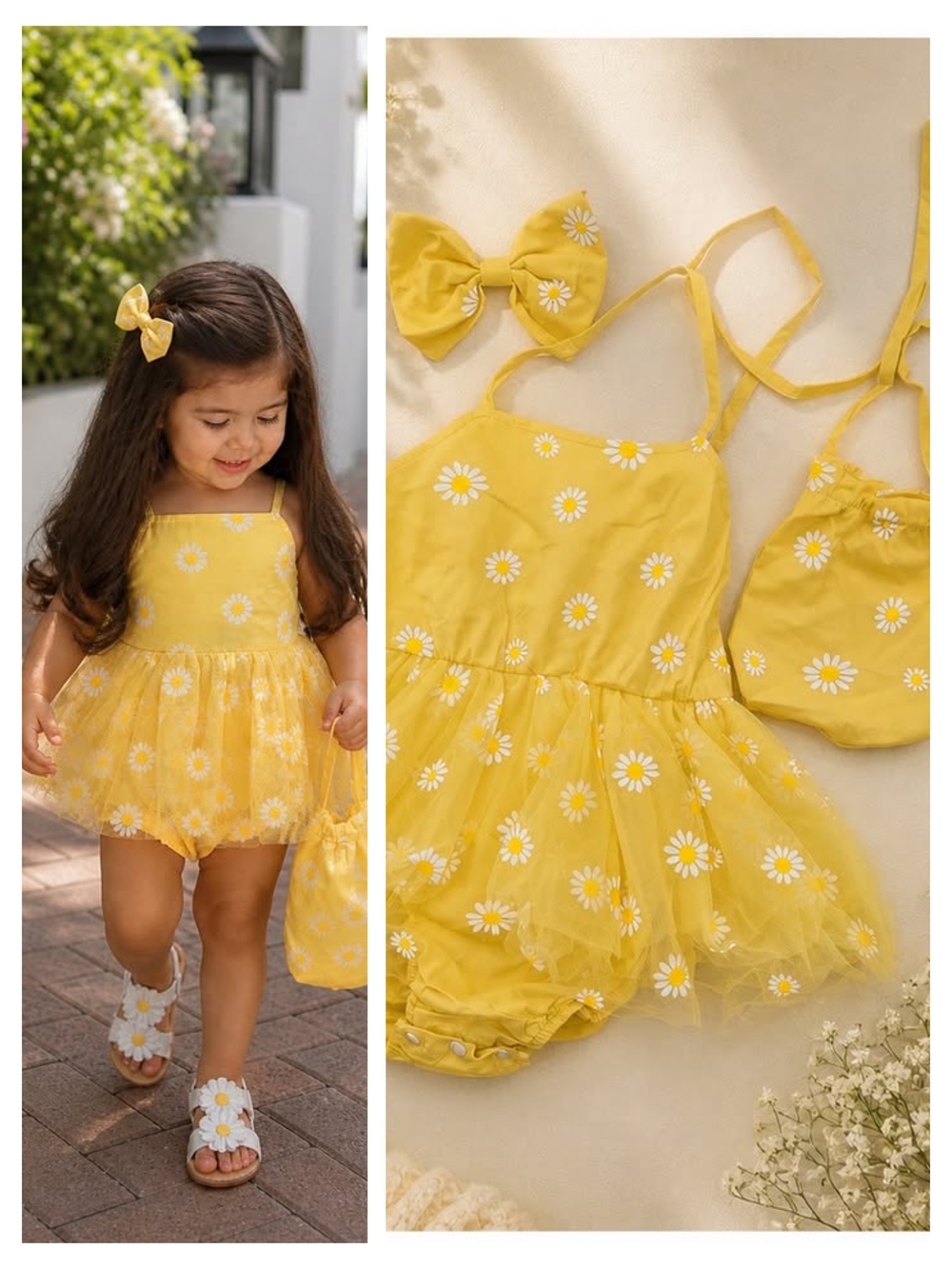 Summertime Daisy Romper Outfit W/ Accessories